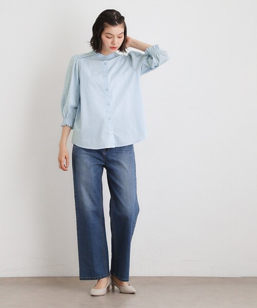 LAURA ASHLEY(ローラアシュレイ)の「【コットン100%/ゆったりシルエット】ブロダリーアングレーズ コットンブラウス(シャツ/ブラウス・レディース・ブラック/サックスブルー/オフホワイト・38/40)」の13枚目の写真