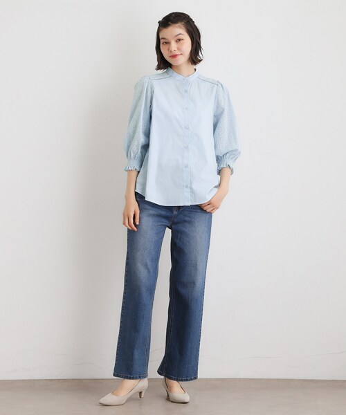 LAURA ASHLEY(ローラアシュレイ)の「【コットン100%/ゆったりシルエット】ブロダリーアングレーズ コットンブラウス(シャツ/ブラウス・レディース・ブラック/サックスブルー/オフホワイト・38/40)」の14枚目の写真