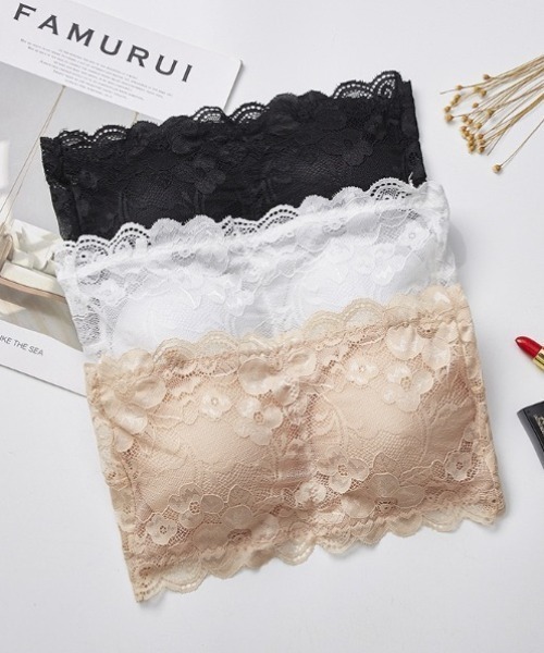 yuue' ( wear )（ユーイ）の「カップ付きレースブラトップ（チューブトップ・レディース・ベージュ/ホワイト/ブラック・FREE）」の4枚目の写真