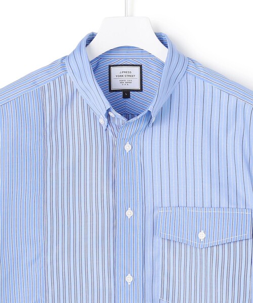 J.PRESS YORK STREET（ジェイプレスヨークストリート）の「【UNISEX】クレイジーパターン ストライプシャツ（シャツ/ブラウス・メンズ・サックスブルー系8/ブルー系8・SMALL/MEDIUM/LARGE）」の4枚目の写真