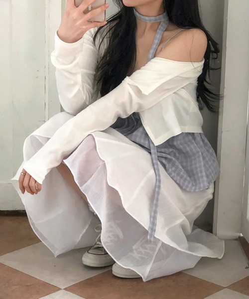 Girly Doll(ガーリードール)の「タイ付きチェック柄キャミソール(キャミソール・レディース・グレー/ブルー・F)」の21枚目の写真