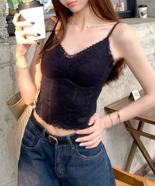 yuue' ( wear )（ユーイ）の「カップ付きレースキャミソール（キャミソール・レディース・ブラック/ホワイト・FREE）」の11枚目の写真