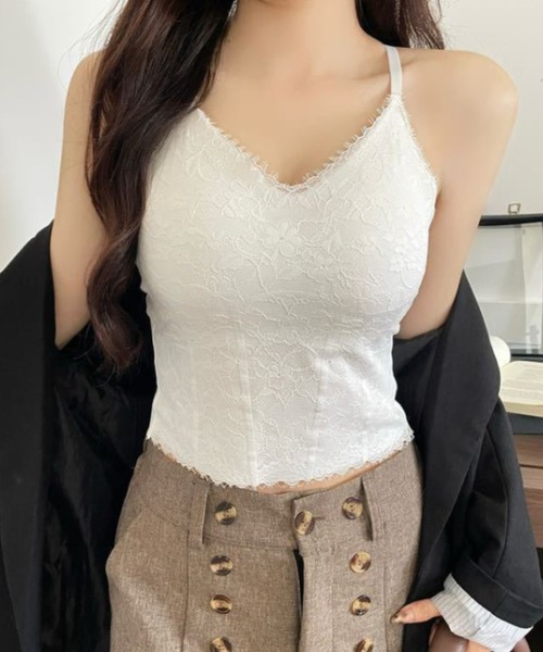 yuue' ( wear )（ユーイ）の「カップ付きレースキャミソール（キャミソール・レディース・ブラック/ホワイト・FREE）」の3枚目の写真