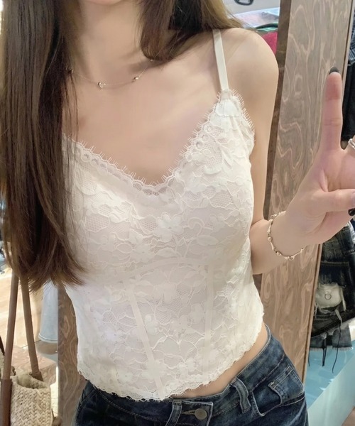 yuue' ( wear )（ユーイ）の「カップ付きレースキャミソール（キャミソール・レディース・ブラック/ホワイト・FREE）」の8枚目の写真