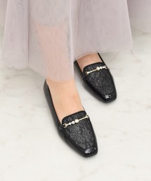 【Bridget Birkin】レース生地コンビパールビットローファー (51631B)