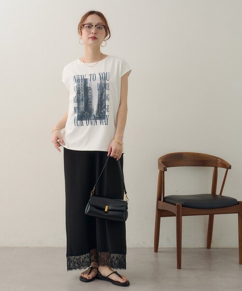 DISCOAT(ディスコート)の「【Noka/汗染み防止】フォトプリントフレンチTシャツ(Tシャツ/カットソー・レディース・オフホワイト/チャコールグレー/ホワイト・FREE)」の11枚目の写真