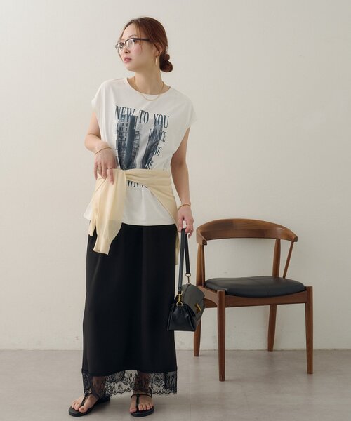 DISCOAT(ディスコート)の「【Noka/汗染み防止】フォトプリントフレンチTシャツ(Tシャツ/カットソー・レディース・オフホワイト/チャコールグレー/ホワイト・FREE)」の13枚目の写真