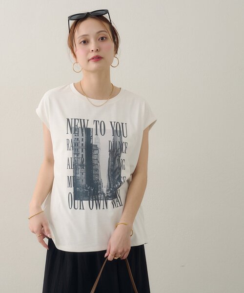 DISCOAT(ディスコート)の「【Noka/汗染み防止】フォトプリントフレンチTシャツ(Tシャツ/カットソー・レディース・オフホワイト/チャコールグレー/ホワイト・FREE)」の14枚目の写真