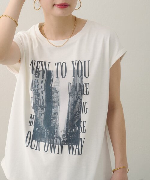 DISCOAT(ディスコート)の「【Noka/汗染み防止】フォトプリントフレンチTシャツ(Tシャツ/カットソー・レディース・オフホワイト/チャコールグレー/ホワイト・FREE)」の16枚目の写真