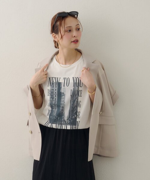 DISCOAT(ディスコート)の「【Noka/汗染み防止】フォトプリントフレンチTシャツ(Tシャツ/カットソー・レディース・オフホワイト/チャコールグレー/ホワイト・FREE)」の21枚目の写真