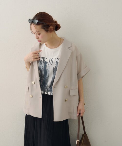 DISCOAT(ディスコート)の「【Noka/汗染み防止】フォトプリントフレンチTシャツ(Tシャツ/カットソー・レディース・オフホワイト/チャコールグレー/ホワイト・FREE)」の22枚目の写真