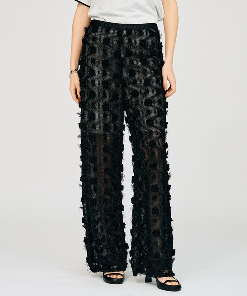 PRANK PROJECT（プランクプロジェクト）の「フラワーメッシュパンツ / Flower Mesh Pants（その他パンツ・レディース・ホワイト/ブラック・36/38）」の2枚目の写真