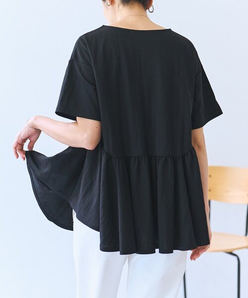 BEARDSLEY(ビアズリー)の「ギャザーペプラムTee(Tシャツ/カットソー・レディース・ブラック/ホワイト・FREE)」の22枚目の写真
