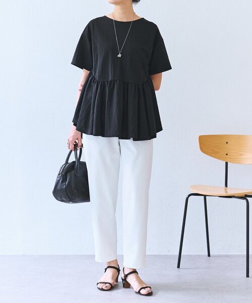 BEARDSLEY(ビアズリー)の「ギャザーペプラムTee(Tシャツ/カットソー・レディース・ブラック/ホワイト・FREE)」の21枚目の写真