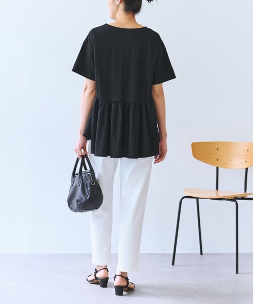 BEARDSLEY(ビアズリー)の「ギャザーペプラムTee(Tシャツ/カットソー・レディース・ブラック/ホワイト・FREE)」の19枚目の写真