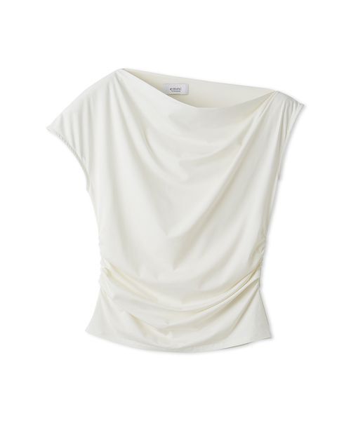 emmi(エミ)の「【ICEDFABRIC+®】ワンショルドレープカットソー/接触冷感(Tシャツ/カットソー・レディース・ライトブルー/ブラック/オフホワイト・F)」の18枚目の写真