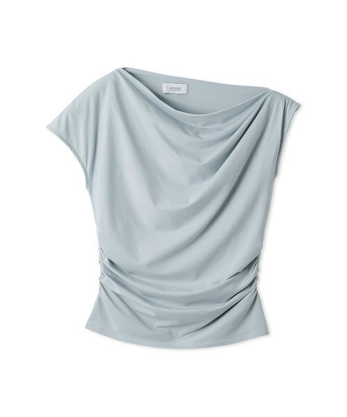 emmi(エミ)の「【ICEDFABRIC+®】ワンショルドレープカットソー/接触冷感(Tシャツ/カットソー・レディース・ライトブルー/ブラック/オフホワイト・F)」の19枚目の写真
