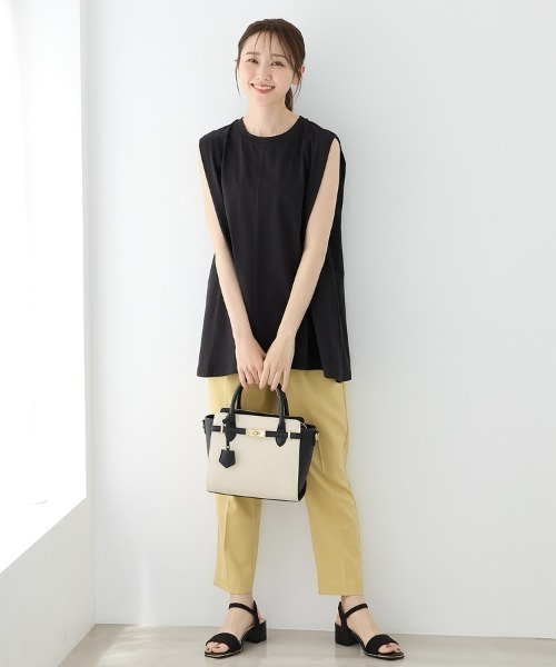 Honeys（ハニーズ）の「【ハニさら・接触冷感・ＵＶカット・遮熱】ノースリーブチュニック（Tシャツ/カットソー・レディース・ブラック/オフホワイト/ダークブラウン/ダークオレンジ・L/S/M）」の10枚目の写真
