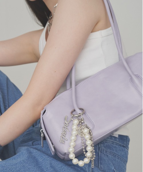 SOEMIN(ソミン)の「Horizontal bag/スクエア ロングハンドルバッグ(ハンドバッグ・レディース・アイボリー/ブラック/パープル・FREE)」の1枚目の写真