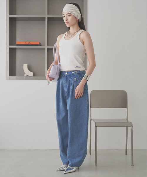 SOEMIN(ソミン)の「Horizontal bag/スクエア ロングハンドルバッグ(ハンドバッグ・レディース・アイボリー/ブラック/パープル・FREE)」の18枚目の写真