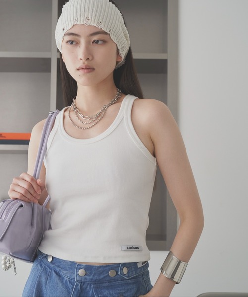 SOEMIN(ソミン)の「Horizontal bag/スクエア ロングハンドルバッグ(ハンドバッグ・レディース・アイボリー/ブラック/パープル・FREE)」の19枚目の写真