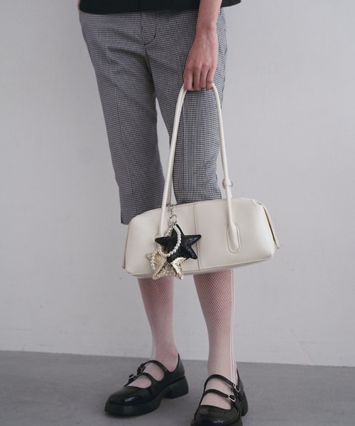 SOEMIN(ソミン)の「Horizontal bag/スクエア ロングハンドルバッグ(ハンドバッグ・レディース・アイボリー/ブラック/パープル・FREE)」の15枚目の写真