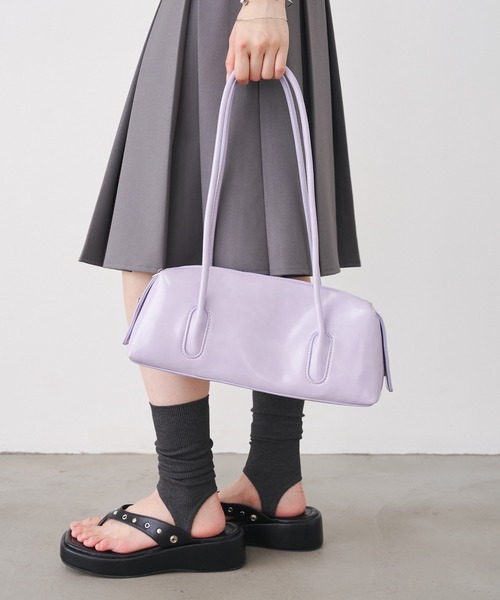 SOEMIN(ソミン)の「Horizontal bag/スクエア ロングハンドルバッグ(ハンドバッグ・レディース・アイボリー/ブラック/パープル・FREE)」の21枚目の写真