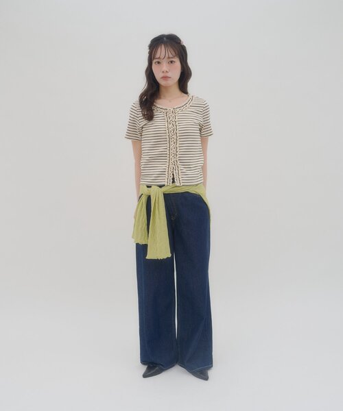 DISCOAT（ディスコート）の「【umm.】前立てフリルカーディガン（Tシャツ/カットソー・レディース・ネイビー/サックスブルー/レッド/アイボリー・FREE）」の22枚目の写真