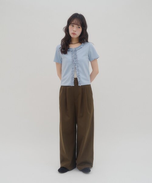 DISCOAT（ディスコート）の「【umm.】前立てフリルカーディガン（Tシャツ/カットソー・レディース・ネイビー/サックスブルー/レッド/アイボリー・FREE）」の11枚目の写真
