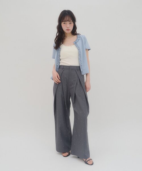 DISCOAT（ディスコート）の「【umm.】前立てフリルカーディガン（Tシャツ/カットソー・レディース・ネイビー/サックスブルー/レッド/アイボリー・FREE）」の9枚目の写真