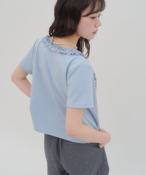 DISCOAT（ディスコート）の「【umm.】前立てフリルカーディガン（Tシャツ/カットソー・レディース・ネイビー/サックスブルー/レッド/アイボリー・FREE）」の6枚目の写真