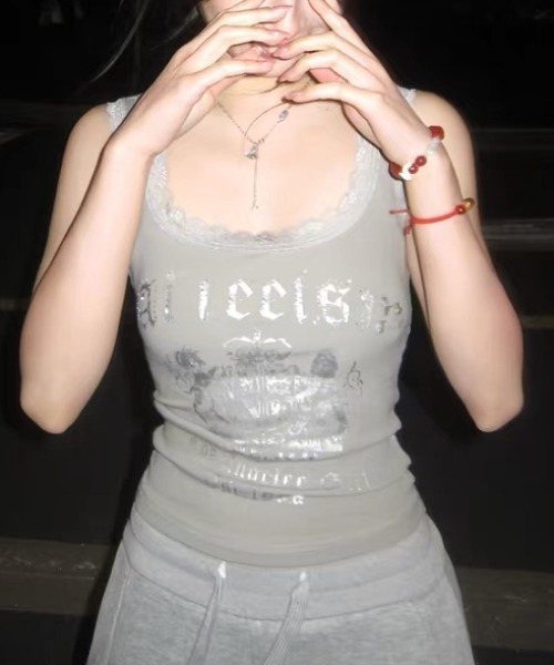 Metallic logo lace camisole（キャミソール）｜Vipoa（ヴィポア）の