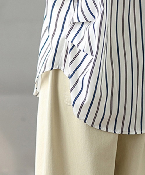 ONEP STAR(ワンピスター)の「ストライプオーバーサイズシャツ(シャツ/ブラウス・レディース・ホワイト・MEDIUM/LARGE/X-LARGE)」の15枚目の写真