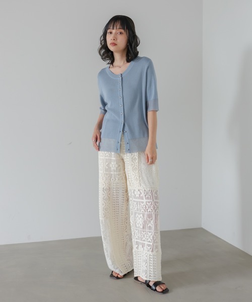 Bab(バブ)の「シアー使いサマーニットカーディガン(カーディガン/ボレロ・レディース・ライトグレー/チャコールグレー/ブルー/オフホワイト・FREE)」の15枚目の写真