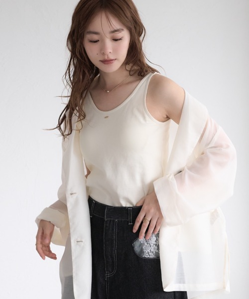 raffime(ラフィミー)の「【Raffime】カップ付きバックオープンタンクトップ(タンクトップ・レディース・ダークブラウン/アイボリー・フリー)」の1枚目の写真