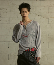 LANARCHIVE（ランアーカイブ）の「[0108] リベットヘンリーネックジッパーロングスリーブ - グレー（Tシャツ/カットソー）」