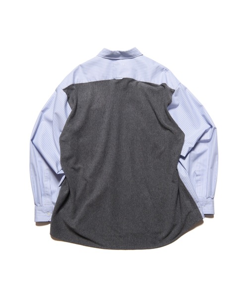 SOPHNET.(ソフネット)の「FABRIC-MIX OVERSIZED SHIRT(シャツ/ブラウス・メンズ・ライトブルー/ブラック・4/3/2/1/5)」の1枚目の写真