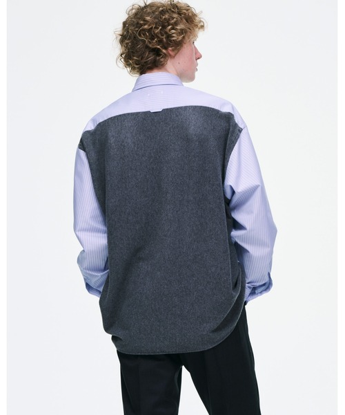 SOPHNET.(ソフネット)の「FABRIC-MIX OVERSIZED SHIRT(シャツ/ブラウス・メンズ・ライトブルー/ブラック・4/3/2/1/5)」の3枚目の写真