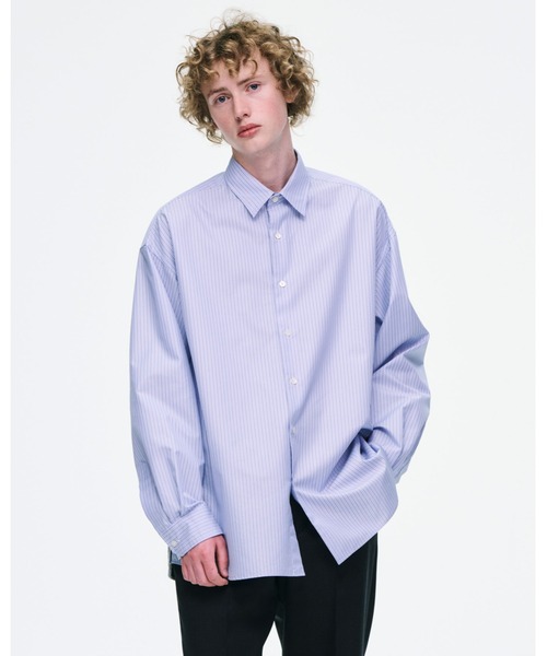 SOPHNET.(ソフネット)の「FABRIC-MIX OVERSIZED SHIRT(シャツ/ブラウス・メンズ・ライトブルー/ブラック・4/3/2/1/5)」の4枚目の写真