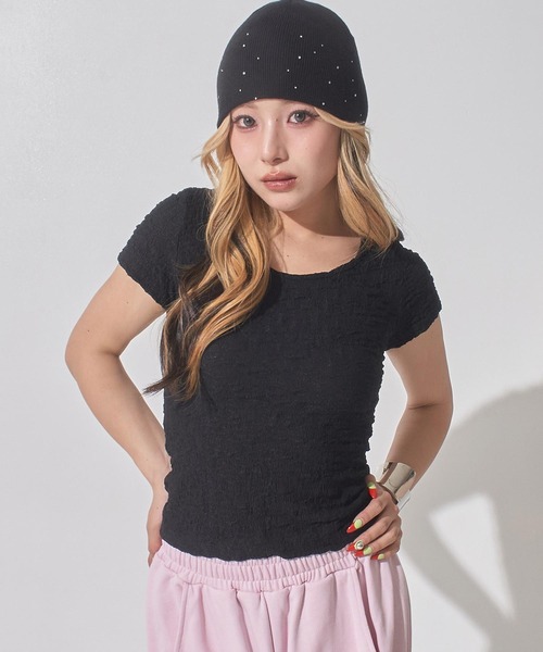 ANAP(アナップ)の「バックツイストオープントップス(Tシャツ/カットソー・レディース・ホワイト/ブラック/ピンク・F)」の18枚目の写真