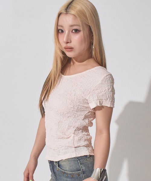 ANAP(アナップ)の「バックツイストオープントップス(Tシャツ/カットソー・レディース・ホワイト/ブラック/ピンク・F)」の12枚目の写真