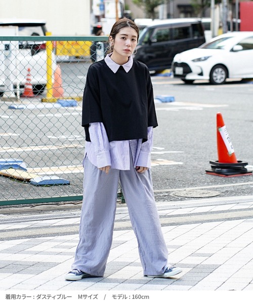 zootie(ズーティー)の「やわらかワッシャー リラックスワイドパンツ(その他パンツ・レディース・チャコール/ミント/ブラック/スモークピンク/ブルーグレー/グレイッシュベージュ/カーキ/アイボリー・M/L)」の10枚目の写真