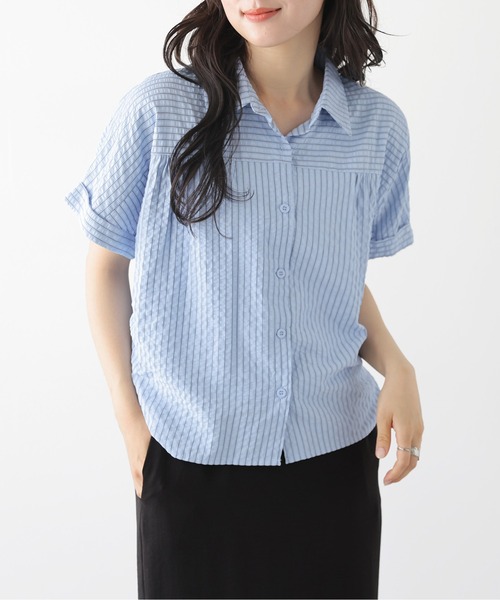 La-gemme（ラジェム）の「ドルマリンスリーブシャツブラウス（シャツ/ブラウス・レディース・ピンク/イエロー/ブルー・フリー）」の2枚目の写真