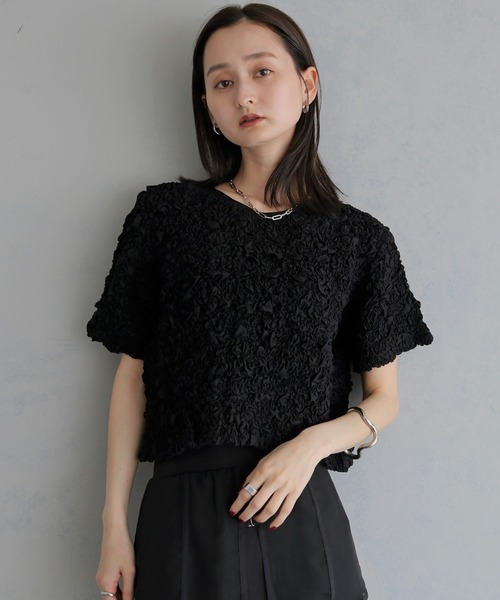 &g'aime(アンジェム)の「【&g'aime】シャーリングショートシャツ SHIRRING SHORT SHIRT(シャツ/ブラウス・レディース・ホワイト/ブラック・FREE)」の11枚目の写真