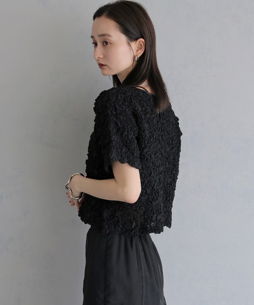 &g'aime(アンジェム)の「【&g'aime】シャーリングショートシャツ SHIRRING SHORT SHIRT(シャツ/ブラウス・レディース・ホワイト/ブラック・FREE)」の14枚目の写真