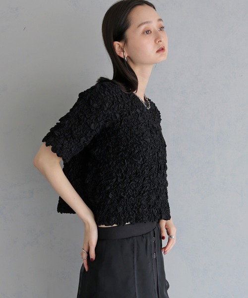 &g'aime(アンジェム)の「【&g'aime】シャーリングショートシャツ SHIRRING SHORT SHIRT(シャツ/ブラウス・レディース・ホワイト/ブラック・FREE)」の13枚目の写真
