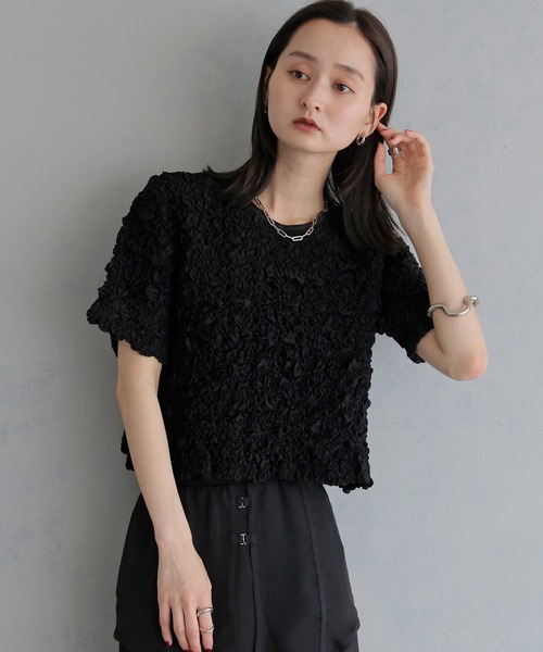 &g'aime(アンジェム)の「【&g'aime】シャーリングショートシャツ SHIRRING SHORT SHIRT(シャツ/ブラウス・レディース・ホワイト/ブラック・FREE)」の10枚目の写真