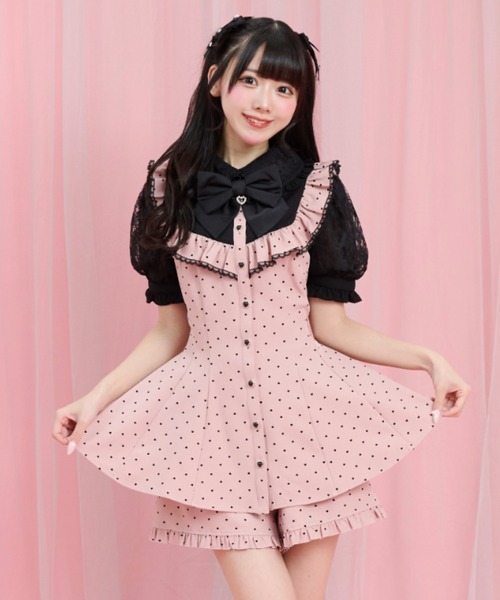 Secret Honey(シークレットハニー)の「ハートフロッキーセットアップ(セットアップ・レディース・グレー/ピンク/ブラック・MEDIUM)」の5枚目の写真