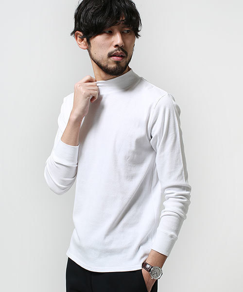 NANO universe（ナノユニバース）の「コットンフライスモックネック（Tシャツ/カットソー・メンズ・ブラック/グレー/ホワイト・SMALL/MEDIUM/LARGE）」の2枚目の写真