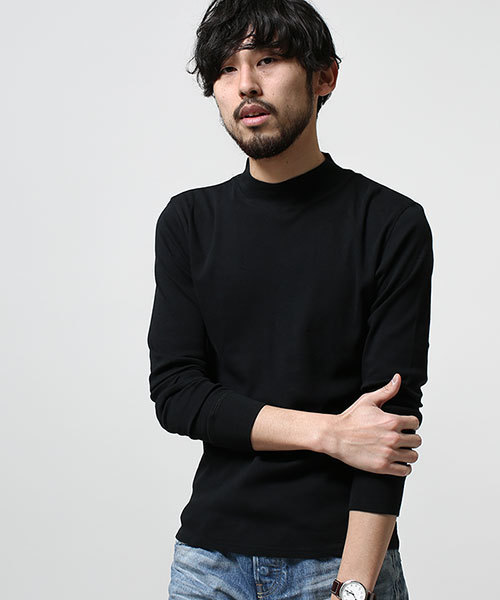 NANO universe（ナノユニバース）の「コットンフライスモックネック（Tシャツ/カットソー・メンズ・ブラック/グレー/ホワイト・SMALL/MEDIUM/LARGE）」の3枚目の写真